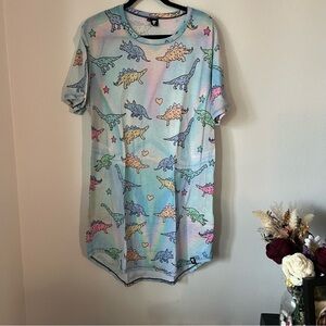 ❗️💲CLOSEOUT SALE: $5 💲❗️- Blue Dino Extra Long T Shirt by Electro Threads